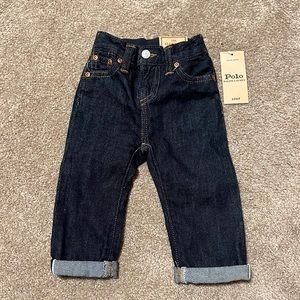 Ralph Lauren NWT 9M Dark wash soft baby jeans.